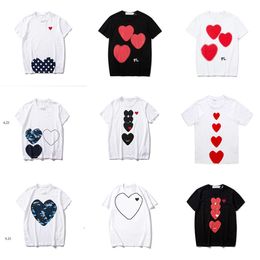 Ontwerper T-shirt com des Garcons Play Heart Logo Print T-shirt T-shirt Maat extra grote blauw hart unisex Japan beste kwaliteit euro maat 1554