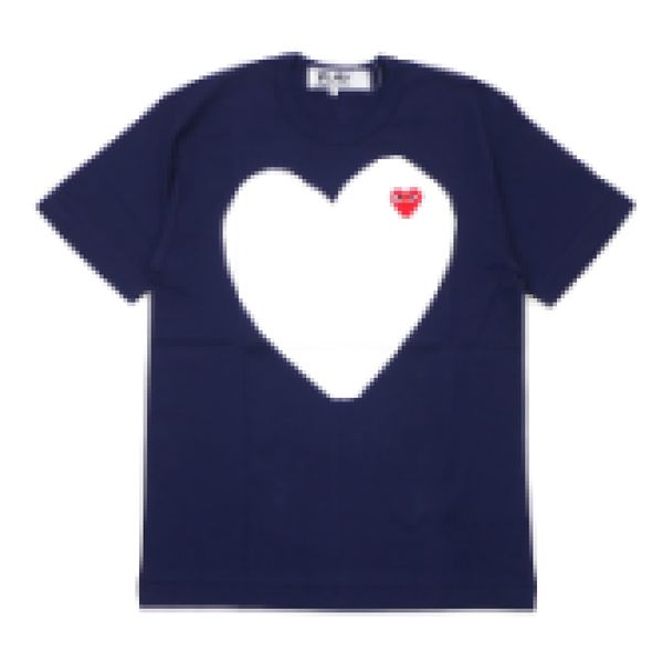 Designer TEE Com Des Garcons PLAY HEART LOGO PRINT T-SHIRT TEE BLEU MARINE Unisexe Japon Meilleure Qualité Taille EURO