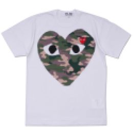 Diseñador TEE Com Des Garcons PLAY Heart Print Cortar y coser camiseta L Algodón Blanco Unisex Japón Mejor calidad Tamaño EURO