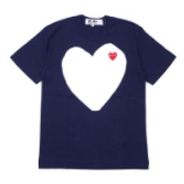 Designer Tee Com des Garcons Play Heart Print T-Shirt Navy Blue Unisex Japan beste kwaliteit Euro-maat