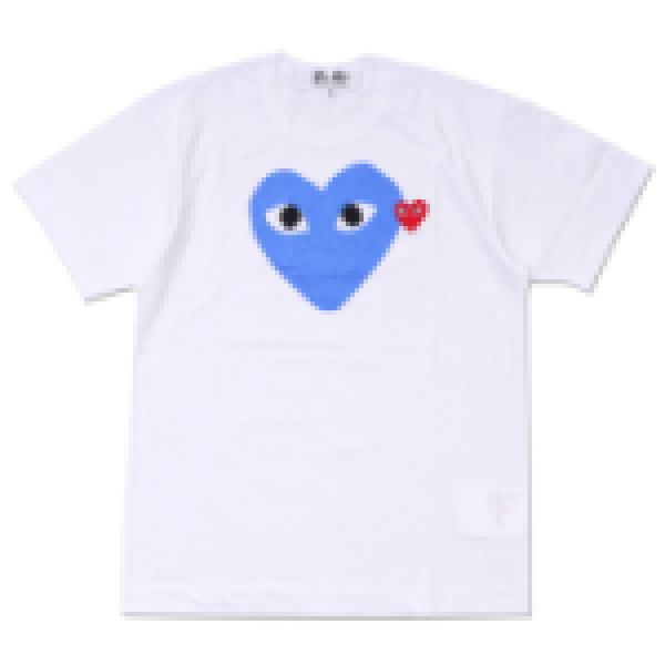 Diseñador Tee Com Des Garcons Play Heart Print Camiseta Tamaño de camiseta Extra Gran Corazón Blue Unisex Japón de mejor calidad Euro tamaño