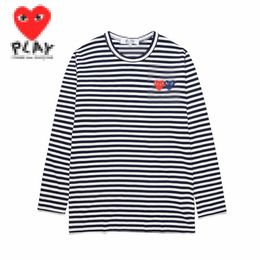 Camiseta de diseñador Camisetas para hombre CDG Com Des Garcons PLAY Camiseta roja con corazones dobles Camiseta a rayas negra / blanca de manga larga Camiseta grande XL