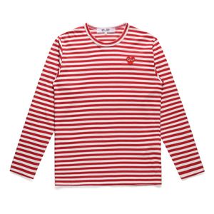 Designer TEE T-shirts pour hommes CDG Com Des Garcons PLAY T-shirt coeur rouge rayé rouge/blanc manches longues XL Tee-shirt femme