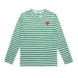 Designer TEE T-shirts pour hommes CDG Com Des Garcons PLAY T-shirt à manches longues coeur rouge rayé vert/blanc taille XL