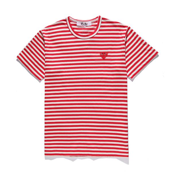 Camiseta de diseñador Camisetas para hombre CDG Com Des Garcons PLAY Camiseta de manga corta con corazón rojo Camiseta a rayas roja / blanca de gran tamaño para mujer
