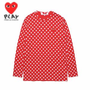 Camisetas de diseñador para hombre CDG Play Com des Garçons Camiseta de manga larga XL Unisex Blanco Rojo Lunares Corazón Ropa de calle