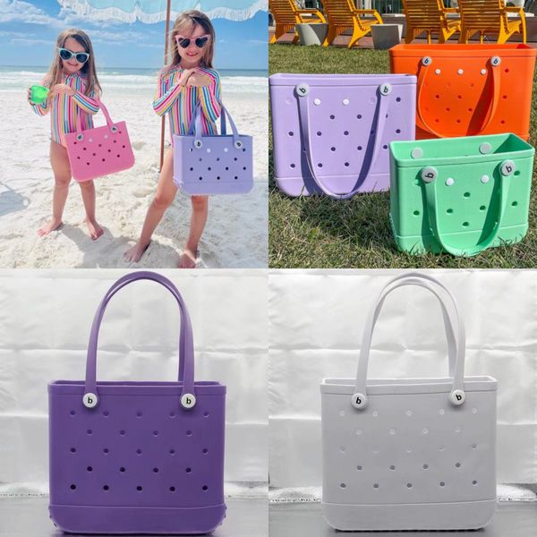 Bogg Bag Silicone Beach bolso grande de lujo Eva Plastic Beach Bags Pink Blue Candy Mujeres bolsa de cosméticos Cesta de PVC bolsas de almacenamiento de viaje jalea verano Bolso al aire libre