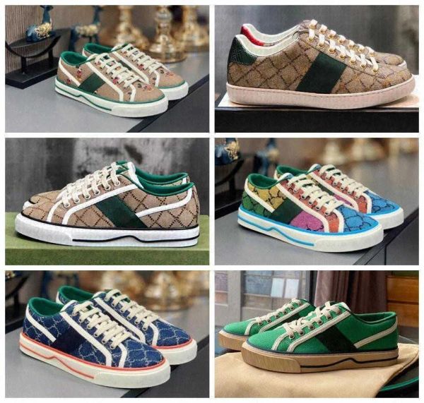 2024 Diseñador Tenis Zapatos casuales Lienzo Luxurys Italia Zapato Mujeres Verde y rojo G Web Stripe Stretch Cotton Low JCR