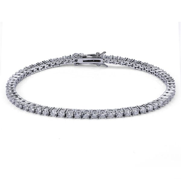 Pulsera de tenis de diseñador Pulseras de lujo Joyería de moissanita Hombres 18K Rise Gold Silver Tenis Pulsera Cadena helada Joyas de moda para mujeres Fiesta Regalo de Navidad