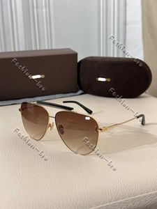 Designer Tf Lunettes de soleil Hommes Aviator Style Tom-fords Lunettes de soleil pour femmes Version haute avec signe Lunettes de luxe Femme Cadre mince Élégance moderne Lunettes pour hommes L0ZF 863