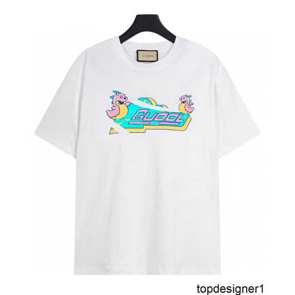 Diseñador La versión correcta de G Family 2024 New the Year of the Loong Cartoon camiseta de verano de manga corta estampada para hombres y mujeres es holgada y ha sido probada A2HS