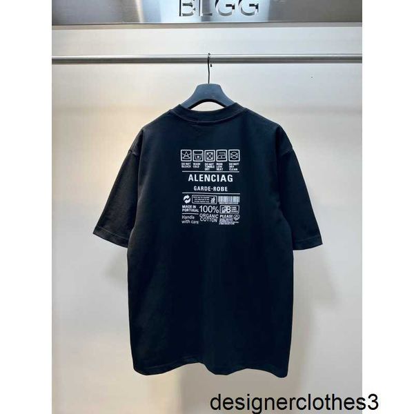 Diseñador La versión correcta de Paris B Home 23 Summer Back Logotipo ecológico impreso Camiseta de manga corta con cuello redondo para hombre VZ79