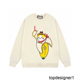 Diseñador La versión correcta de la versión verificada de la serie de patrones de gato banana y suéter de otoño e invierno para hombres y mujeres D3FQ