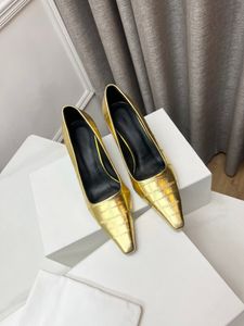 Diseñador The Row Shoes Moda clásica Estampado de cocodrilo Tacones altos Zapatos de negocios Tacones altos de boda Tamaño 35-40