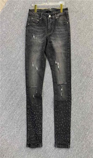 Designer mince design pour hommes jeans hommes denim plus trous broderie serpent pantalon vintage hip hop trous slimleg moto-cycle vrai je8112835