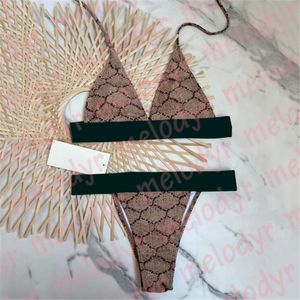 Designer String Badmode Vrouwen Backless Bikini Letter Print Halter Badpak Zomervakantie Badpak