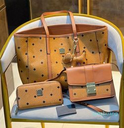 Sac trois pièces de créateur Fourre-tout Marque de luxe Porte-monnaie à fermeture éclair Portefeuilles pour femmes Sacs à main Fourre-tout en cuir véritable 44 Sacs à main à carreaux Lady Duffle Bagages par fen S105 003