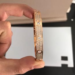 Designer Trois rangées perceuse Nail Bangle Bracelet Wide Edition Full Diamond Bracelets pour Banquet Bijoux 4 Couleurs pour Femmes Mariage Fiançailles