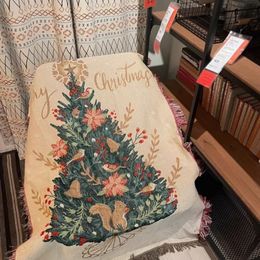 Couverture de créateur de noël, écureuil, arbre, fil d'or, décoration de canapé, couverture, tapisserie, serviette de lit, couverture