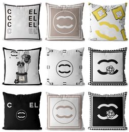 Coussin de créateur Oreiller noir et blanc Lettre Logo Housse de coussin pour la maison Coussin de décoration de canapé Coussin confortable en pur coton 45 * 45 cm Noyau d'oreiller détachable