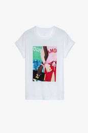 Designer Tide Zadig Voltaire Mode T-shirts Hommes Femmes Designers T-shirt Designer Soeurs Main dans la main Lettre Imprimer Femmes Coton Tops à manches courtes Polos surdimensionné