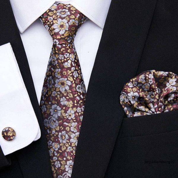 Cravate de styliste pour hommes, ensemble de fabrication de cravates, Imitation soie et cachemire, petite fleur tissée unique, quantité de couture Flexible, So61