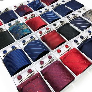 Cravate de styliste pour hommes, coffret cadeau de 6 pièces, robe formelle de 8cm, accessoires de chemise de groupe de travail de mariage d'affaires Vici