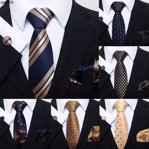 Cravate de créateur pour hommes, robe formelle d'affaires, mode de soirée, écharpe carrée, boutons de manchette, combinaison {catégorie}