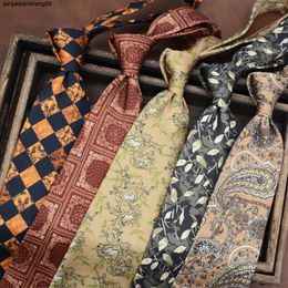 Corbata de diseñador para hombre, atuendo formal, versión coreana, estilo británico para caballeros, 9 cm de ancho, trabajo impreso a mano, ropa profesional para estudiantes W5w0