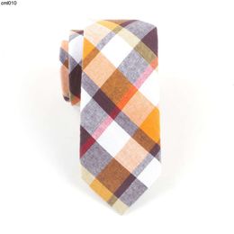 Designer Tie Overseas Mens Pur Coton Fil Teint Plaid Étroit 6cm {catégorie}