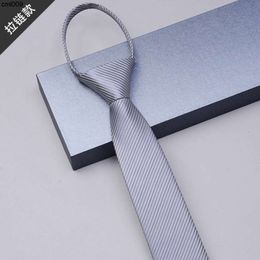 Corbata de diseñador de seda negra para hombre, vestido formal con cremallera, versión coreana de negocios, perezoso y fácil de tirar, joven, estrecho, 42hc