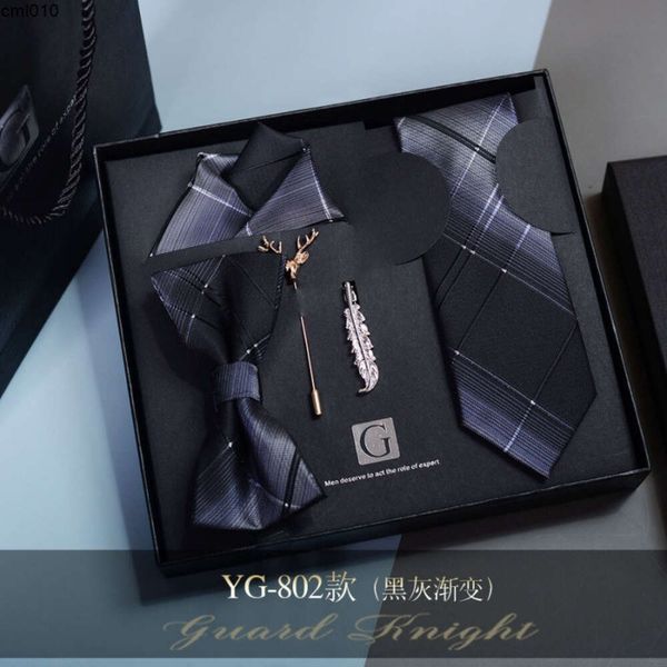 Corbata de diseñador de seda para hombre, vestido formal, pajarita informal, caja de regalo, conjunto para novio, versión coreana, regalos del Día de San Valentín para niños, tendencia {categoría}