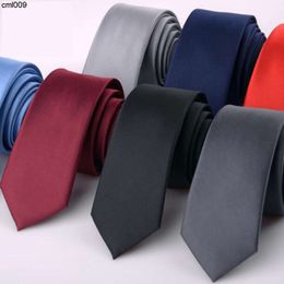 Cravate de styliste couleur unie pour hommes, petite version coréenne, robe formelle fine et étroite de 6cm, pour mariage d'affaires, tendance, rouge, bleu, noir, Ia22