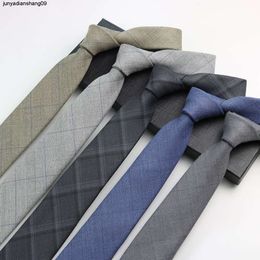 Costume de cravate de styliste pour hommes, robe anglaise à carreaux, fermeture éclair, gris, 7cm, main décontractée, Y591