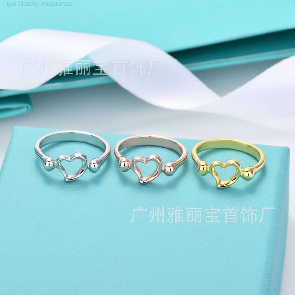 Anillo tiffanyco de diseñador Edición Seiko Nueva T-familia Amor Forma de corazón Mini anillo para mujer Chapado en cobre 18k Oro verdadero Moda Anillo de personalidad simple