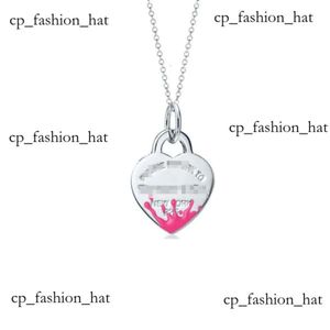 Ontwerper Tiffanyjewelry kettingen familie sterling zilver spatten inkt bloem hartvormige email ketting familie niche mode mode kraag ketting cadeau 5e7f 5e7f
