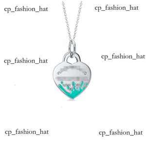 Ontwerper Tiffanyjewelry kettingen familie sterling zilver spatten inkt bloem hartvormige email ketting familie niche mode collarbone ketting cadeau 8e2e 8e2e