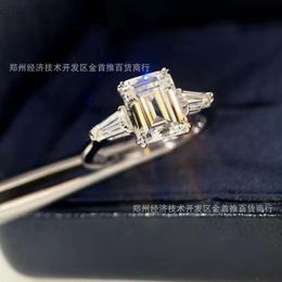 Ontwerper Tiffanyjewelry Tiffanybracelet T Familie 925 Sterling Silver High Carbon Simple Cut Wedding Ring voor mannen en vrouwen