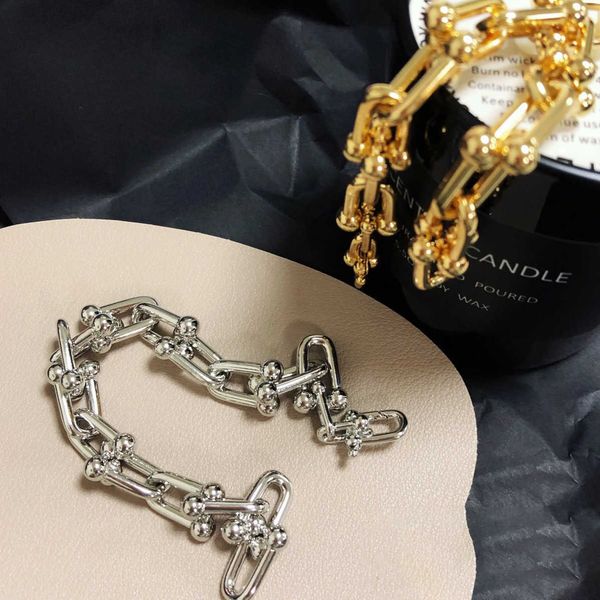 Designer tiffay and co Bracelet S925 plaqué argent 18K or blanc hommes femmes couples chaîne épaisse de luxe
