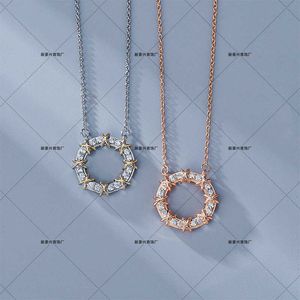 Ontwerper tiffay en co Fashion Circle Ketting heren dames roségoud licht luxe wind tweekleurige X-vormige diamanten hanger sleutelbeenketting voor meisjes