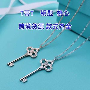 Designer Tiffany and Co Key Collier S925 Argent Amour Émail Collier Chaîne Long Tournesol Neige Pull