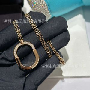 Ontwerper tiffay en co Lock Lucky Half Diamond Ketting voor Heren Dames Rose Gold Medium U-vormige Sweater Chain 1 Hoge Versie