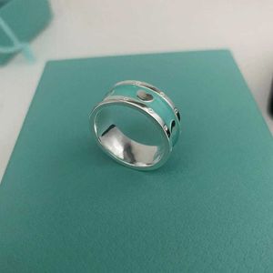 Ontwerper Tiffay en co S925 Sterling Zilver Emaille hartvormige ring dames geavanceerde gevoel meer blauw liefde paar paar persoonlijkheid 3NQY