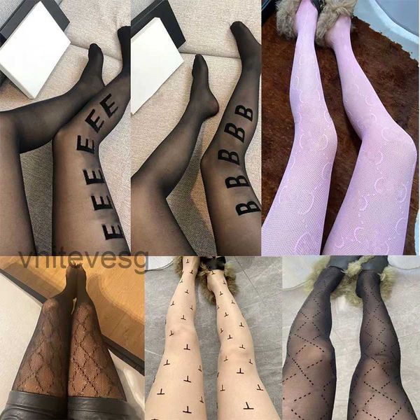 Collants de créateurs Bas Femmes Leggings Chaussettes de luxe Lettres complètes Stretch Net Bas Dames Sexy Collants noirs pour la fête de mariage I0ZS