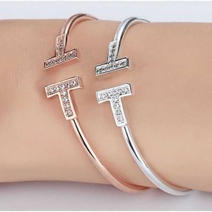 Bracelet de créateur Tiktok double T ouvert, tout assorti