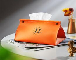Cajas de tejido de diseñador Fashion Casual Home Table Decoration Soportador de servilletas Orange H Box de papel higiénico Dispensador de automóvil Deco NAP4670714