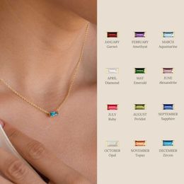 Designer Titanium stalen geboortesteen 12 geboortesteen zirkon ketting decoratie maansteen dames hoge kleurbescherming Instagram ketting EDPG