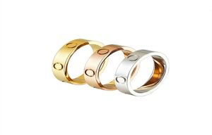 Designer Titanium Steel Silver Love Ring Fashion Men and Women Rose Gold Sieraden voor geliefden paar ringen cadeau maat 511 breedte 46M3023548