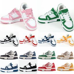 Ontwerper Toddlers Virgil Trainers Kinderschoenen Casual sneaker kalfsleer leer abloh geel groen rood blauwe letter overlays platform lage sneakers maat 28-35