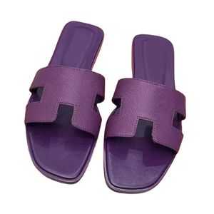 Designer topkwaliteit lederen slippers dames zomer korrelig leer slides luxe platte sandalen schoenen maat 34-43